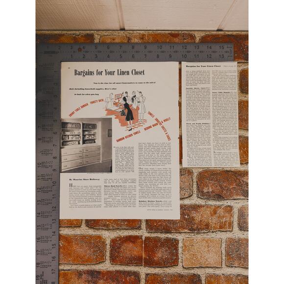 1941 Bargains for Your Linen Closet Vintage Print Article MCM January White Sale - Picture 4 of 10